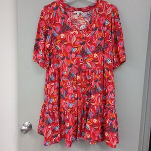 The Pioneer Woman Plus Sized Tiered Knit Dress Floral Puff Sleeve XXL (20)